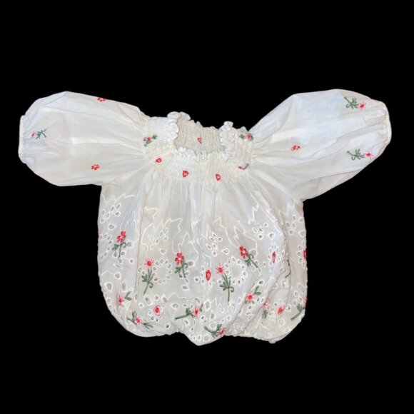 H&M Girl's Embroidered Floral Eyelet Boho Crop Top & Skirt Set NWT - Picture 3 of 11